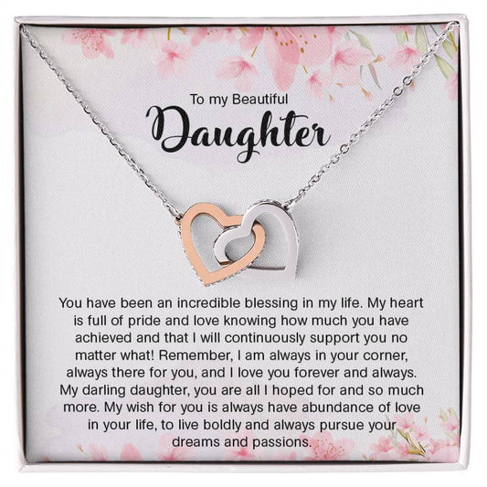 To My Beautiful Daughter | Interlocking Hearts necklace